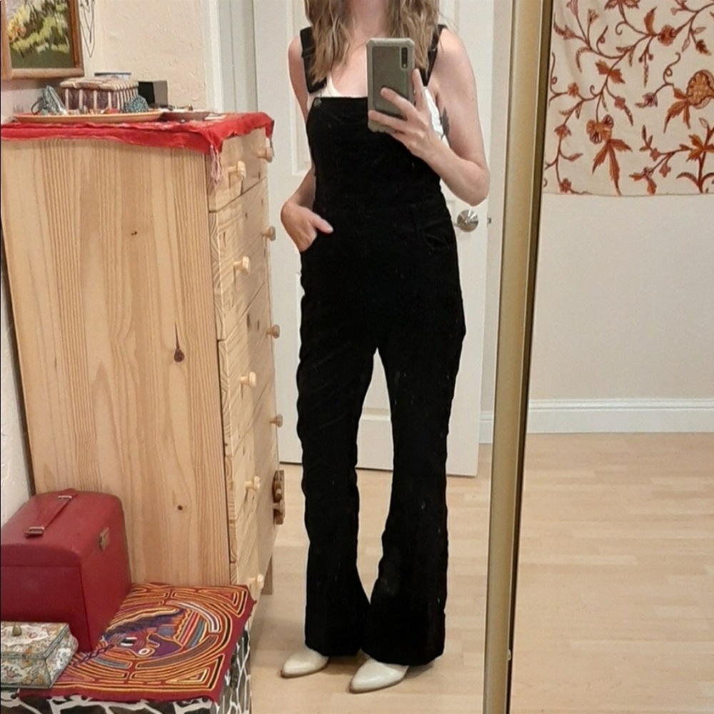 Pilcro & The Letterpress Black Velvet Overalls 26